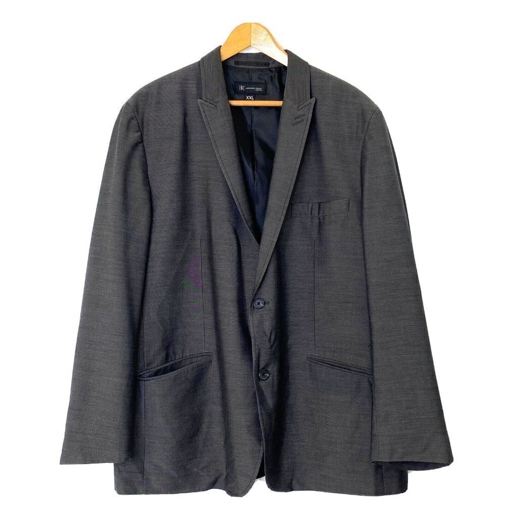 INC Blazer Jacket Sports Suit Coat Mens size XXL Lined Pockets Charcoal Gray
